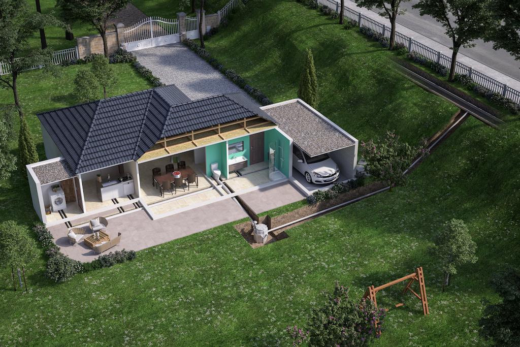 Канализационная насосная станция высокой производительности представляет собой емкость в виде цилиндра, внутри которой размещено все необходимое оборудование